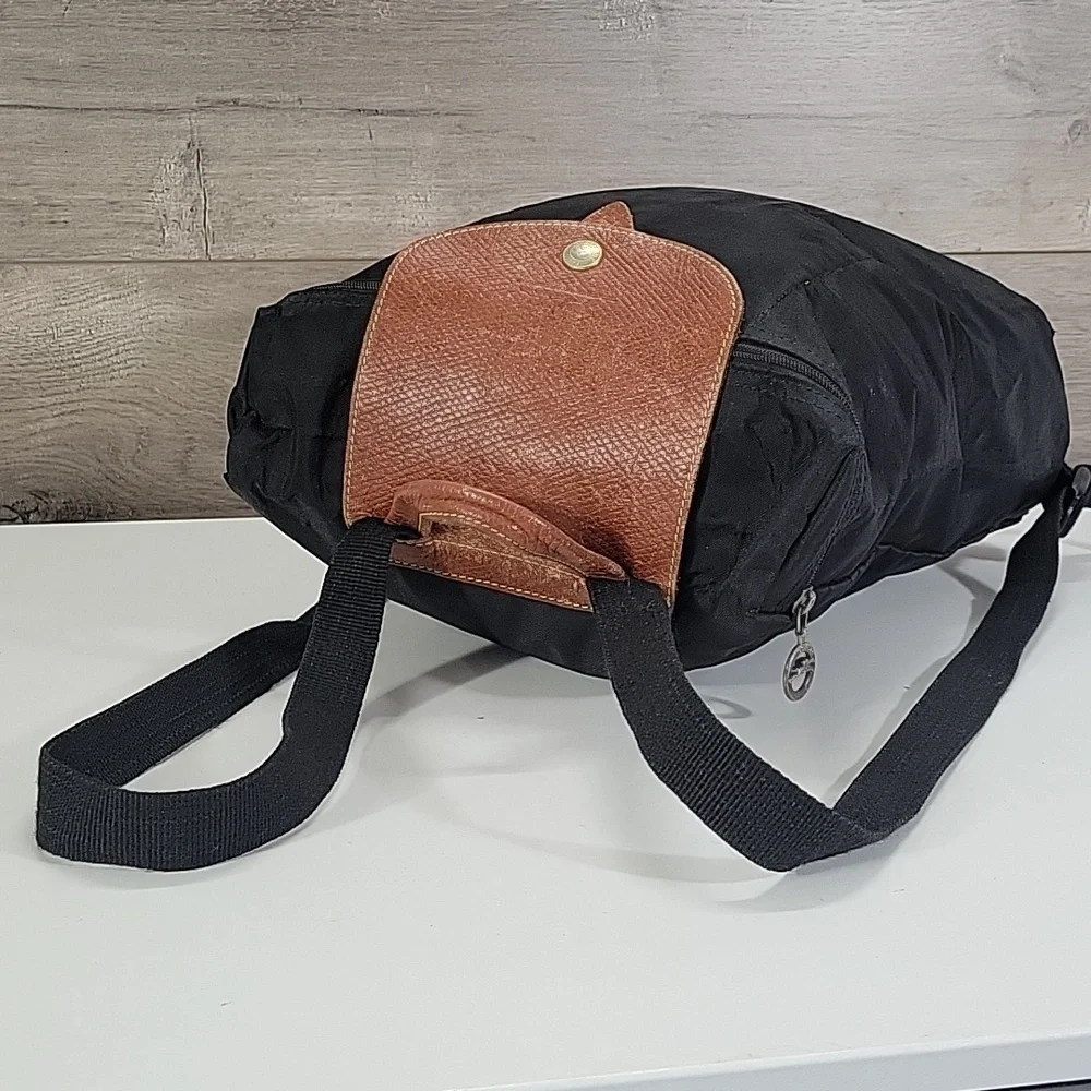 Black Nylon/Leather Backpack Bag